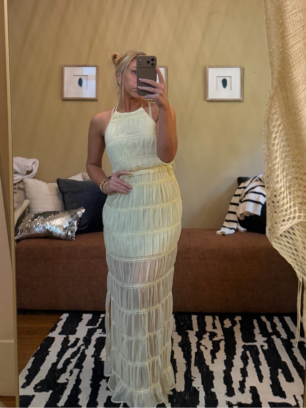Sincerely Jules Pale Yellow Backless Maxi Dress